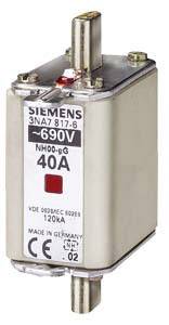 Hochspannungs-Sicherungseinsatz von Siemens, NEOZED-Größe NH00, 690V, 40A, geeignet für den Einsatz in elektrischen Schaltanlagen.