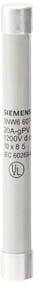 Eine zylindrische Sicherung mit der Aufschrift 'Siemens' und technischen Spezifikationen, geeignet für elektrische Anwendungen.