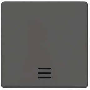 Ein schwarzer Lichtschalter mit minimalistischem Design und drei horizontalen Schlitzen unten.