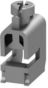 Ein graues, metallisches Schraubenklemmteil mit offener Struktur. Es dient dazu, zwei Teile zusammenzuhalten.