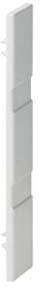 Ein weißer, vertikaler Kunststoffstreifen mit vier gleichmäßig angeordneten Befestigungsklips an der Seite.