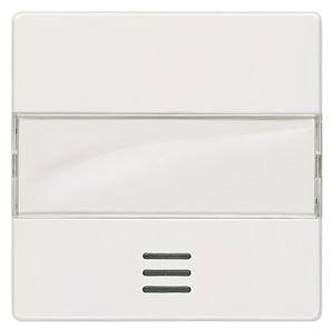 Lichtschalter mit rechteckigem, weißem Design und drei horizontalen, schwarzen Linien darunter.