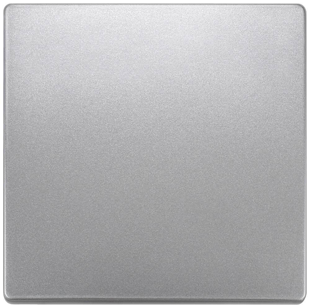 Ein schlichtes, silbernes Quadrat mit einer glatten, metallischen Oberfläche.