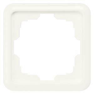 Ein quadratischer, cremefarbener Kunststoffrahmen mit abgerundeten Ecken und acht inneren Einkerbungen.