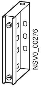 Zeichnung eines metallischen Winkelprofils mit mehreren Löchern und Schrauben. Beschriftung: 'NSV0 - 00276'. Verwendet zur Befestigung.