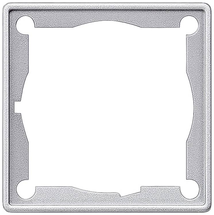 Ein quadratischer, silberfarbener Rahmen mit abgerundeten Ecken und einem leeren Innenbereich.