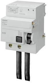 Sicherungsautomat mit Schaltmechanismus; zwei Anschlusskabel unten; Gehäuse mit technischer Beschriftung oben links.