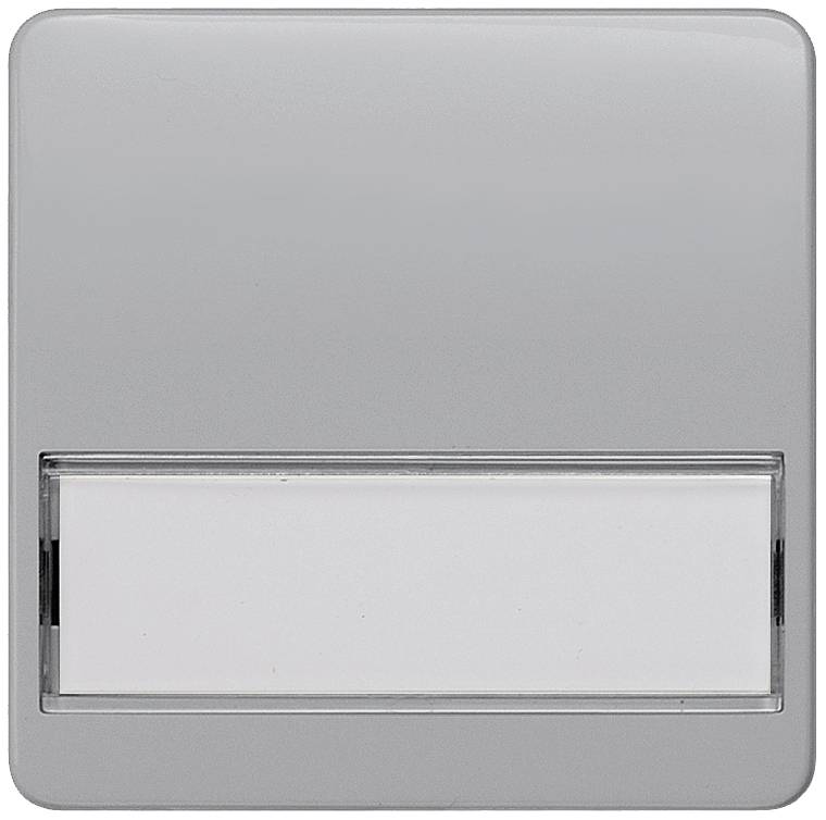 Lichtschalter mit quadratischem, grauem Gehäuse und rechteckiger, weißer Taste in der Mitte.