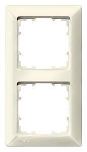 Doppelrahmen aus Kunststoff für zwei Lichtschalter oder Steckdosen, rechteckige Form, cremefarben. Ideal für Wandmontage.