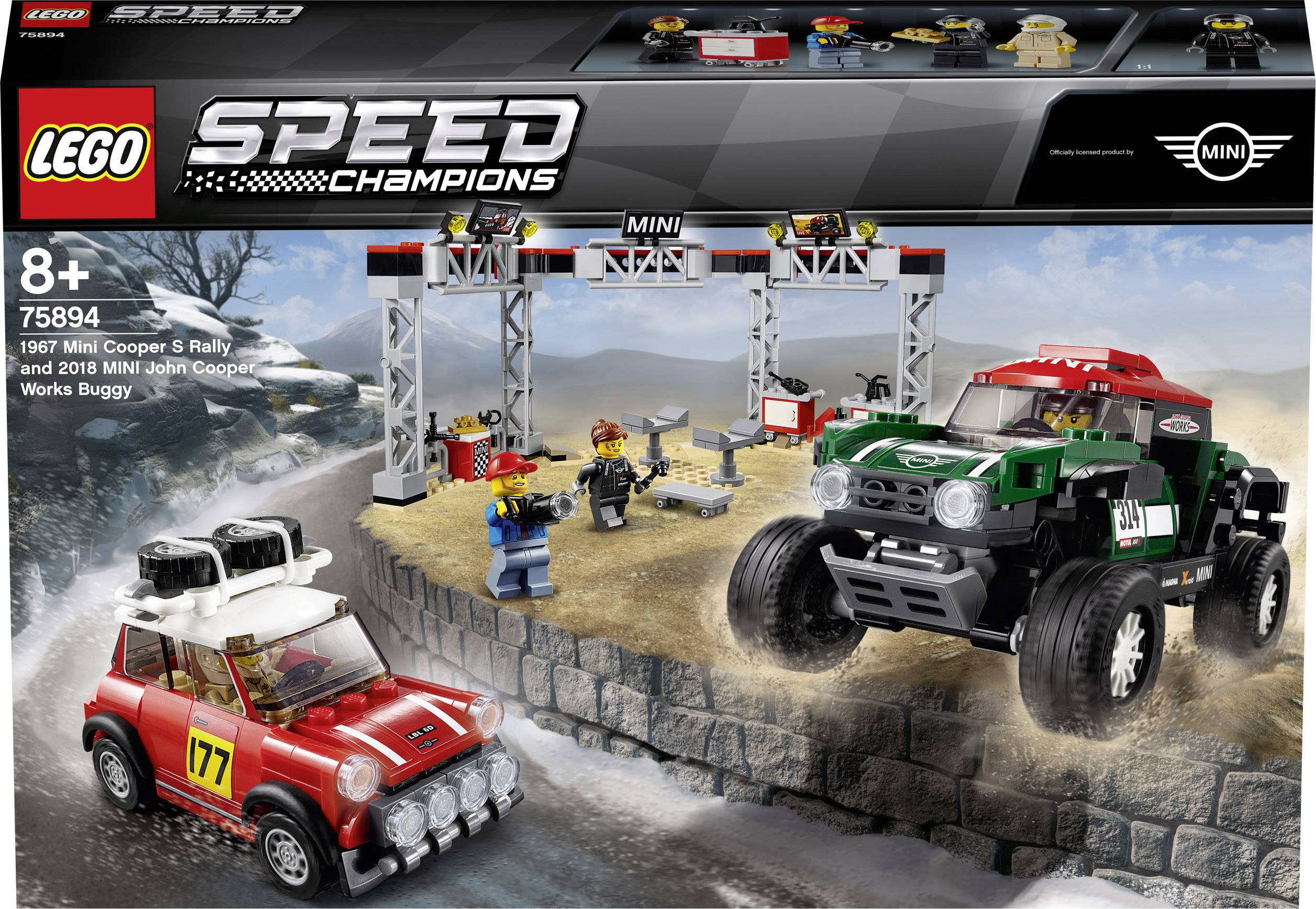 75894 LEGO® SPEED CHAMPIONS Rallyeauto 1967 Mini Cooper S und Buggy 2018 Mini John Cooper Works