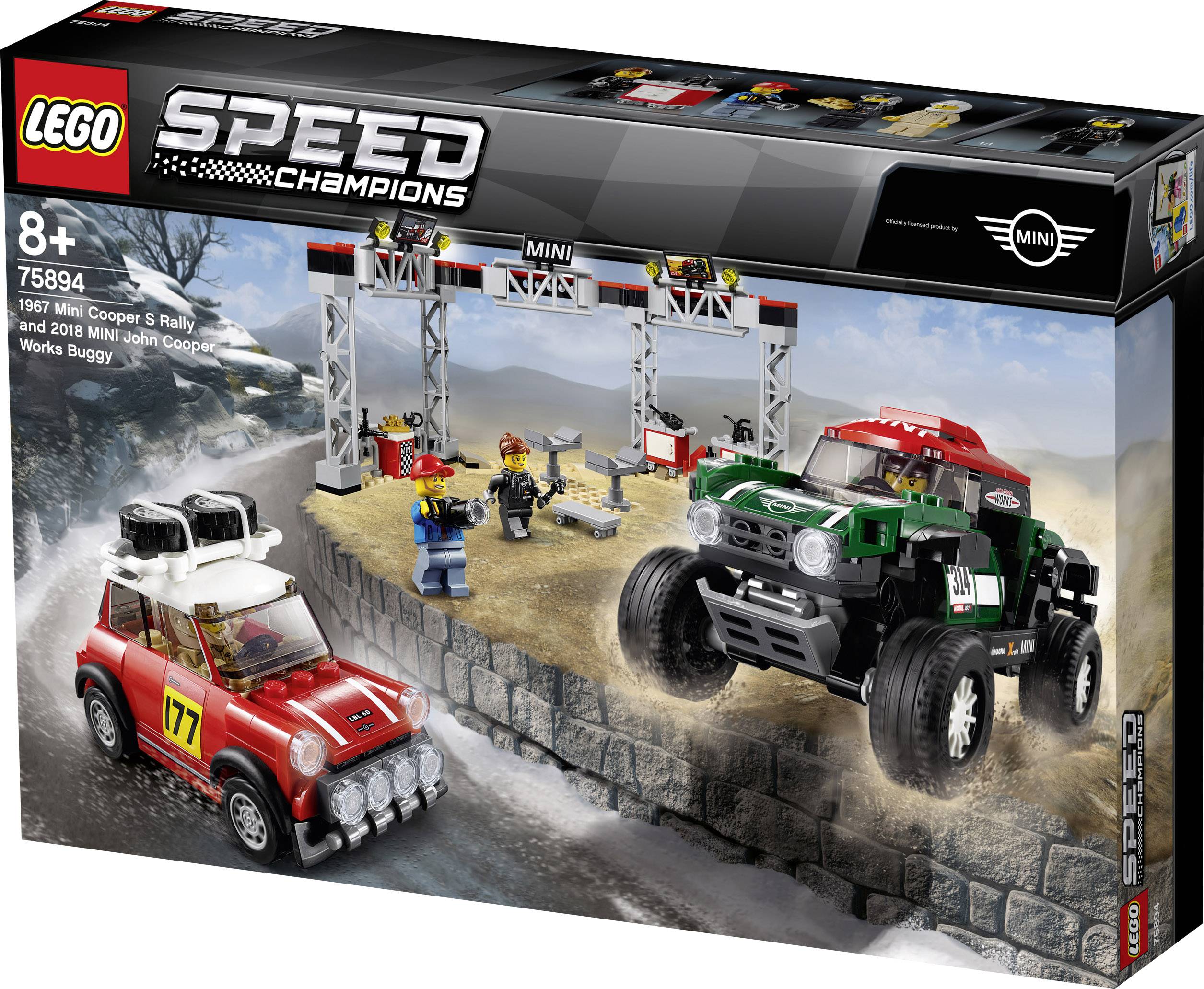 75894 LEGO® SPEED CHAMPIONS Rallyeauto 1967 Mini Cooper S und Buggy 2018 Mini John Cooper Works