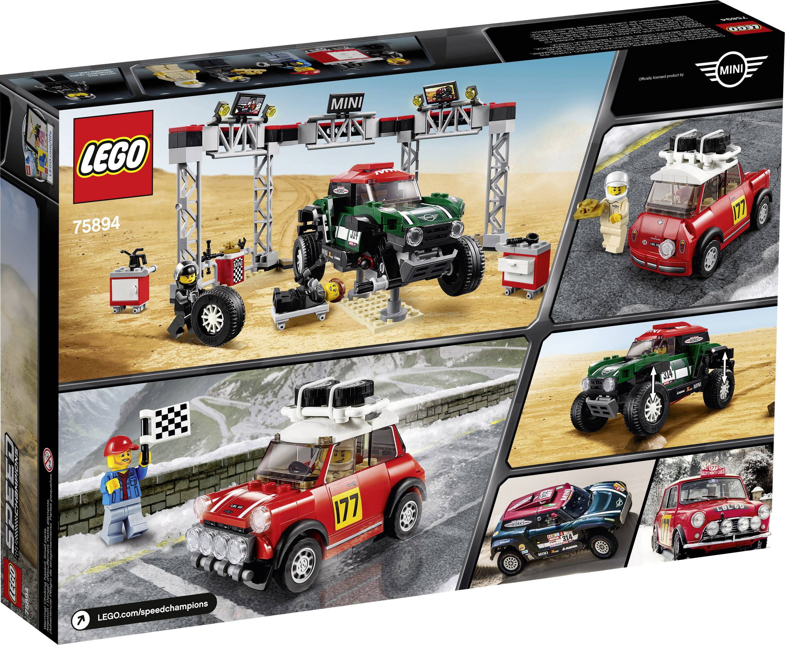 75894 LEGO® SPEED CHAMPIONS Rallyeauto 1967 Mini Cooper S und Buggy 2018 Mini John Cooper Works