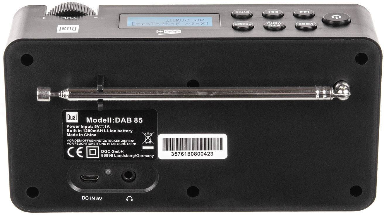 Dual DAB 85 Kofferradio DAB+, UKW wiederaufladbar Schwarz