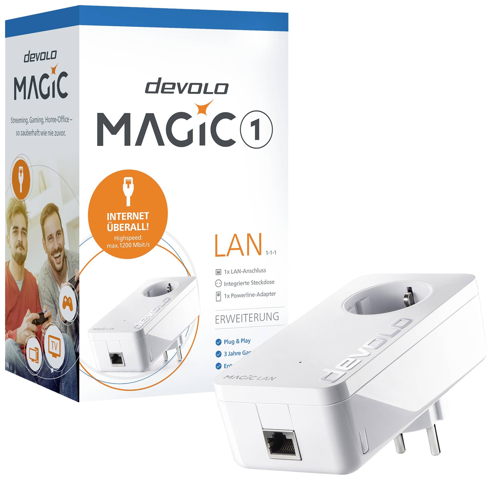 Devolo Magic 1 LAN Erweiterungsadapter 8287 EU Powerline 1200MBit/s