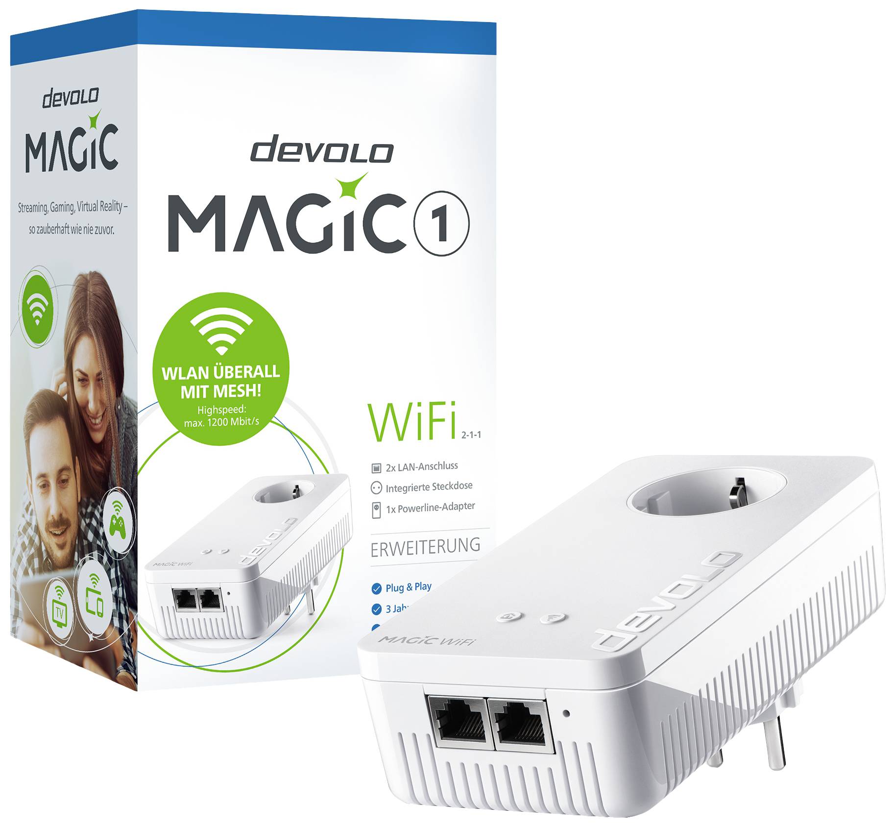 Devolo Magic 1 WiFi Powerline WLAN Erweiterungsadapter 8351 DE, AT Powerline, WLAN 1200MBit/s