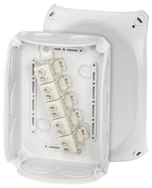 Hensel 62000010 Abzweigkasten (L x B x H) 77 x 180 x 130mm Lichtgrau (RAL 7035) IP66 (Frontplattendichtung) 1St.