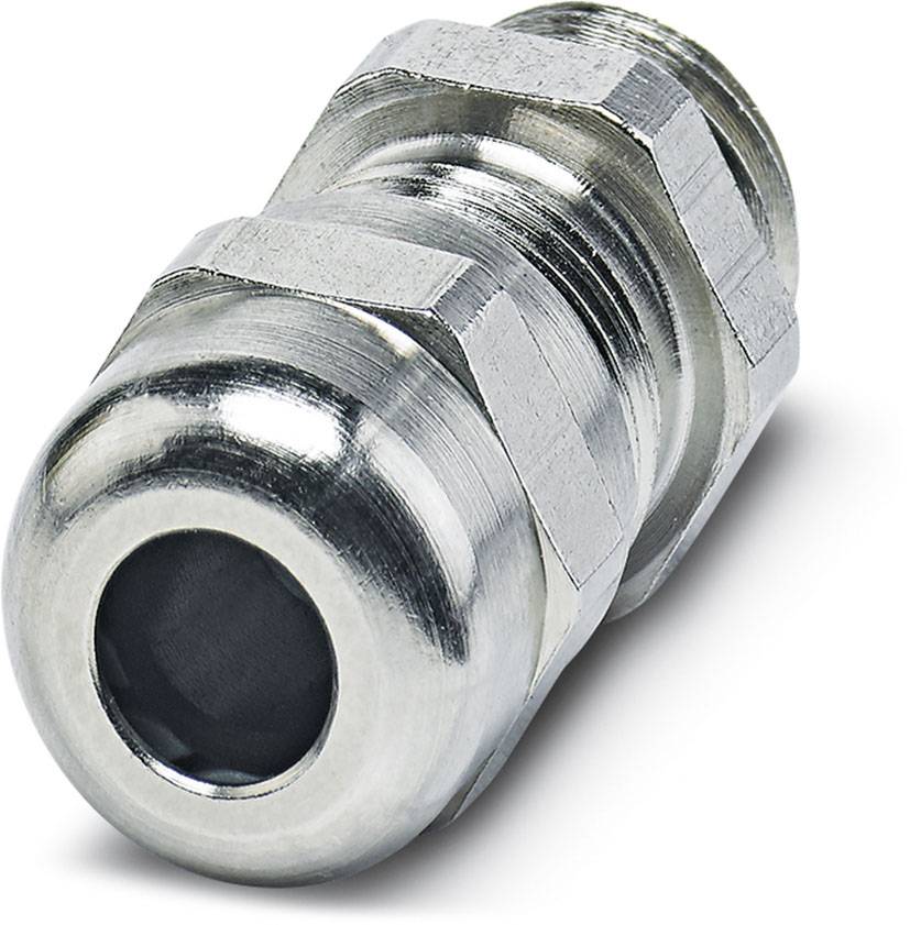 Metallkabelverschraubung mit sechseckiger Mutter, geeignet für industrielle Anwendungen zur sicheren Befestigung von Kabeln.