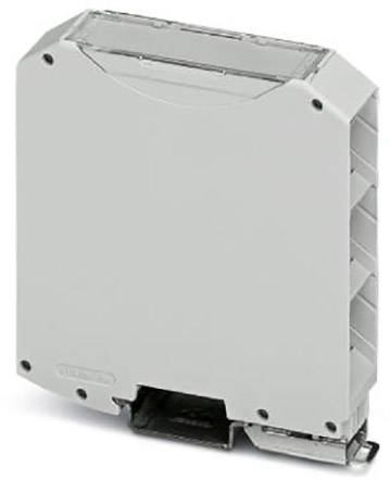 Ein grauer, rechteckiger elektronischer Verteiler mit mehreren Schlitzen an der Seite, geeignet zur Verwendung in Schaltschrankanwendungen.