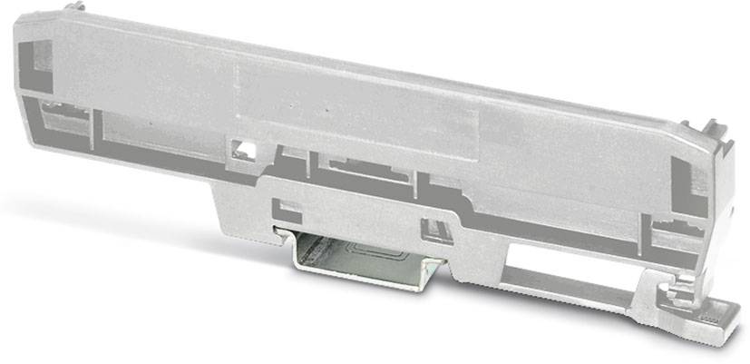 Eine Metallhalterung für einen elektrischen oder elektronischen Bauteil, vermutlich für die Montage in einem Gehäuse oder Gerät.