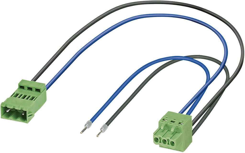 Zwei grüne Steckverbinder, jeweils mit blauen und schwarzen Kabeln, die für elektrische Verbindungen verwendet werden können.