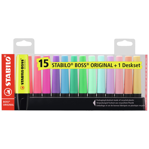 STABILO Textmarker BOSS® ORIGINAL 7015-01-5 Verschiedenfarbig sortiert 2 mm, 5mm 15St.