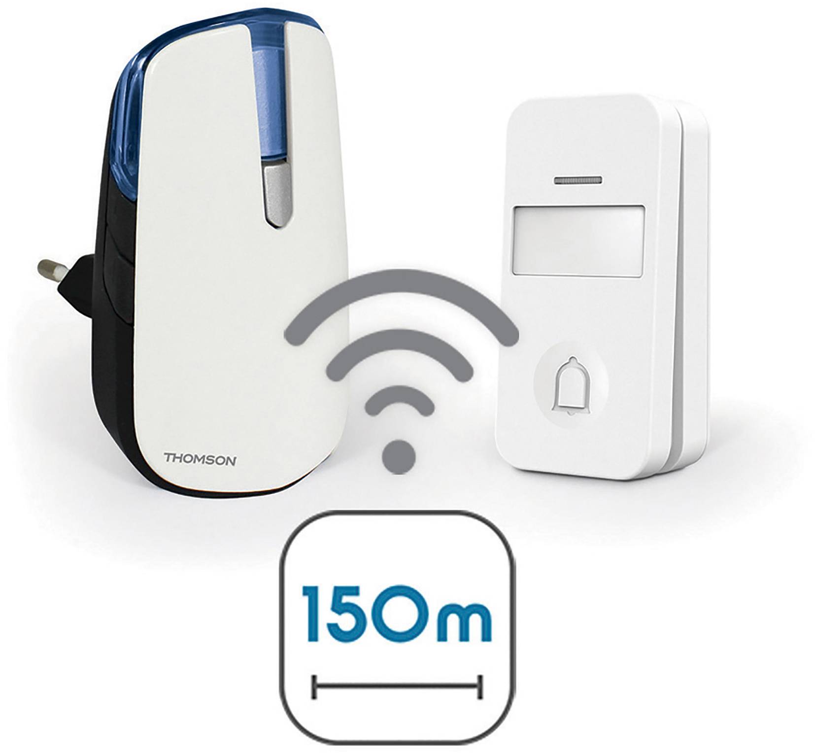 Thomson 513125 Funkklingel Komplett-Set batterielos, mit Namensschild, mit Blitzlicht