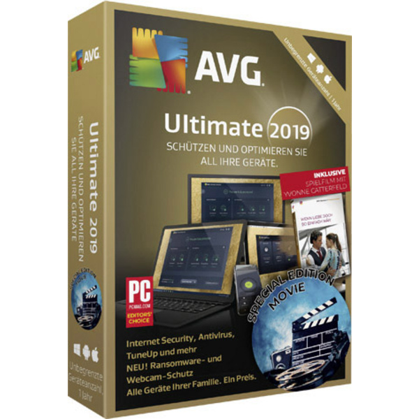 AVG Ultimate 2019 Special Edition Movie Vollversion, unbegrenzte Geräteanzahl Windows, Android, Mac Sicherheits-Software
