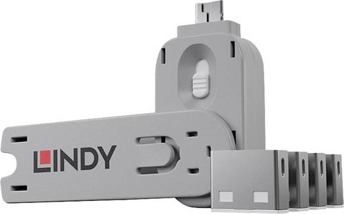 LINDY USB-A Port Schloss USB Port Lock + Key 4er Set Weiß inkl. 1 Schlüssel 40454