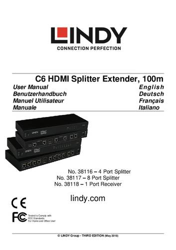 Lindy Hdmi 100m 4 Port Splitter/Extender