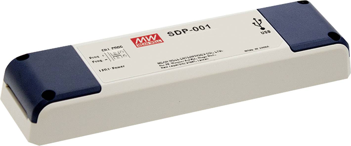 Rechteckiges, elektronisches Gerät mit USB-Anschluss, Modellnummer 'SDP-001', von der Marke MW.