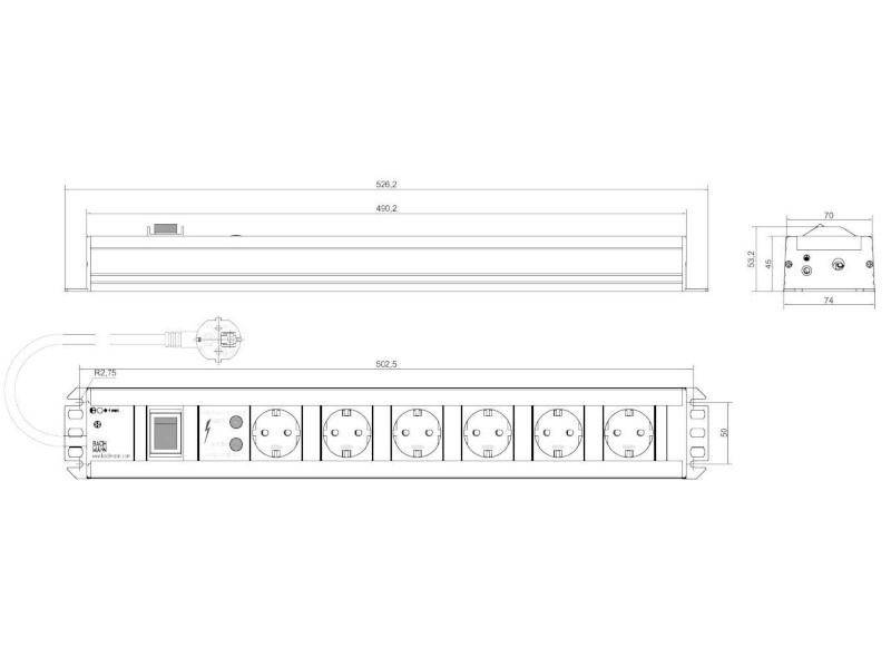 Bachmann 300.011 Überspannungsschutz-Steckdosenleiste Aluminium, Schwarz Schutzkontakt