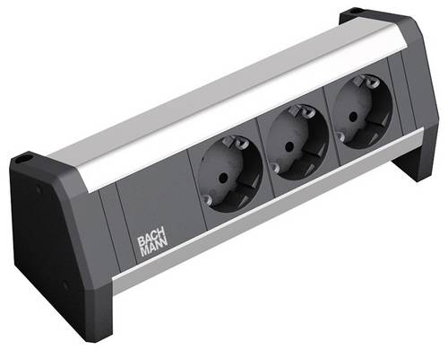 Bachmann 902.0048 Steckdosenleiste ohne Schalter Schwarz, Aluminium Schutzkontakt