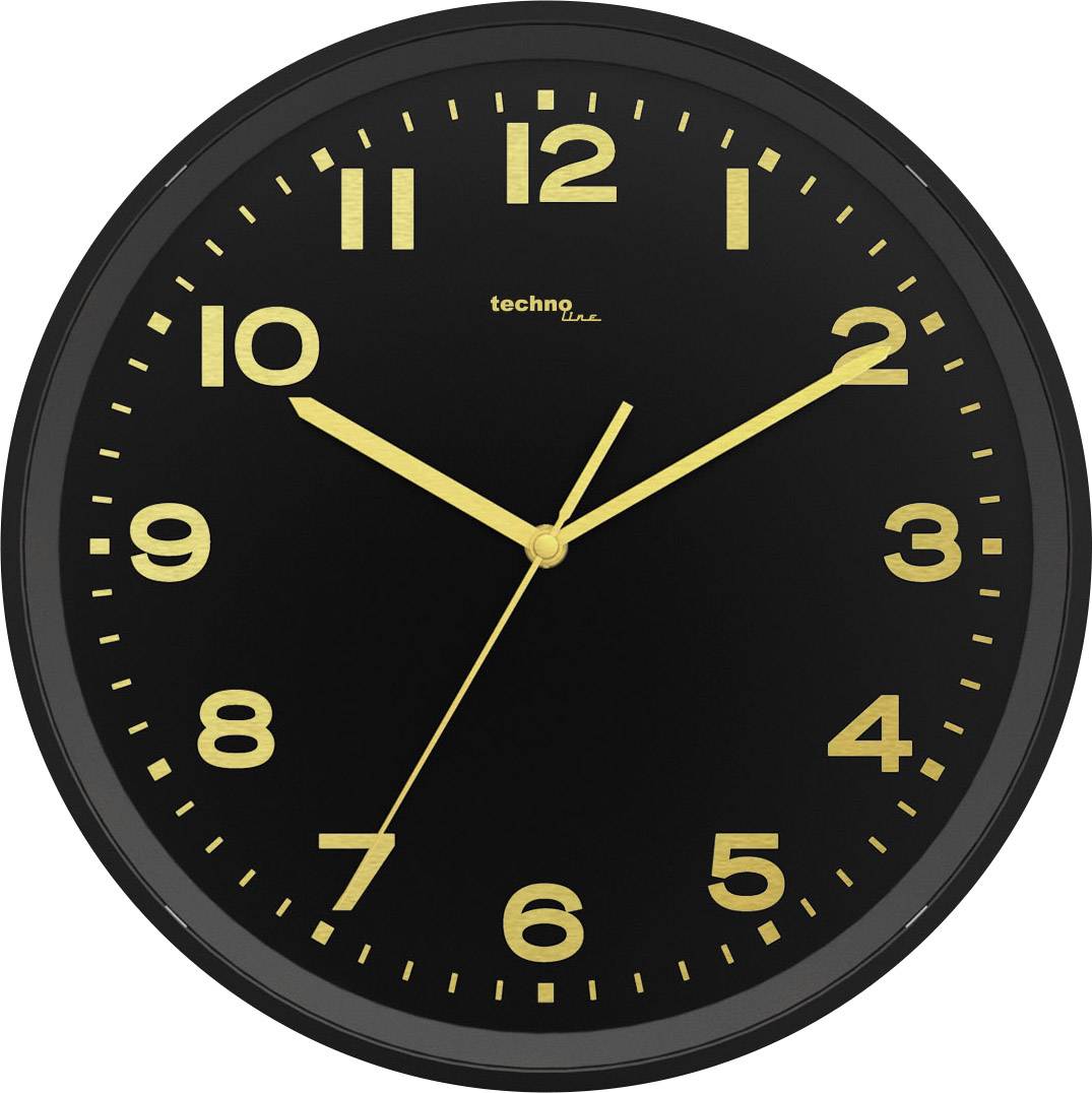 Techno Line WT 8500-1 gold Funk Wanduhr 30cm x 4.1cm Schwarz