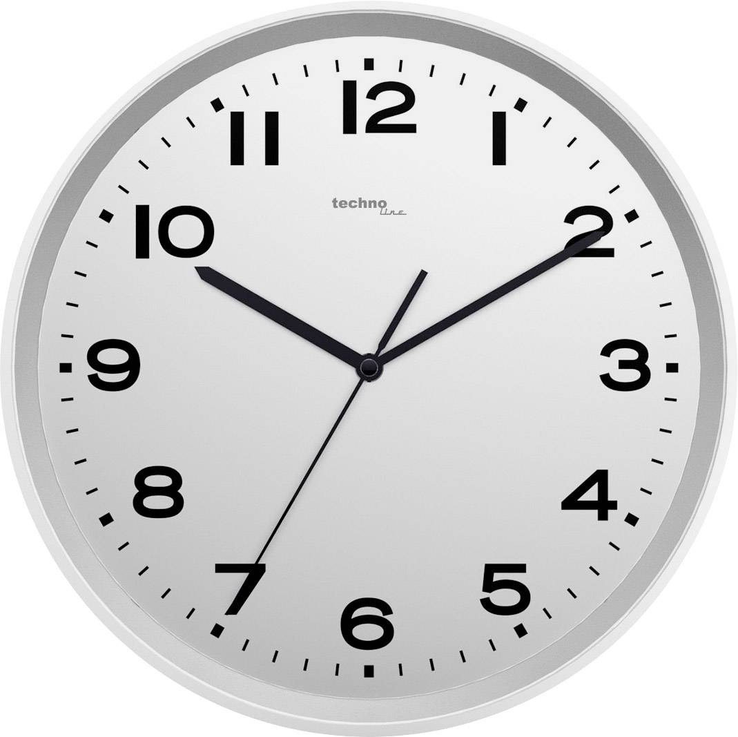 Techno Line WT 8500-2silber Funk Wanduhr 30cm x 4.1cm Silber