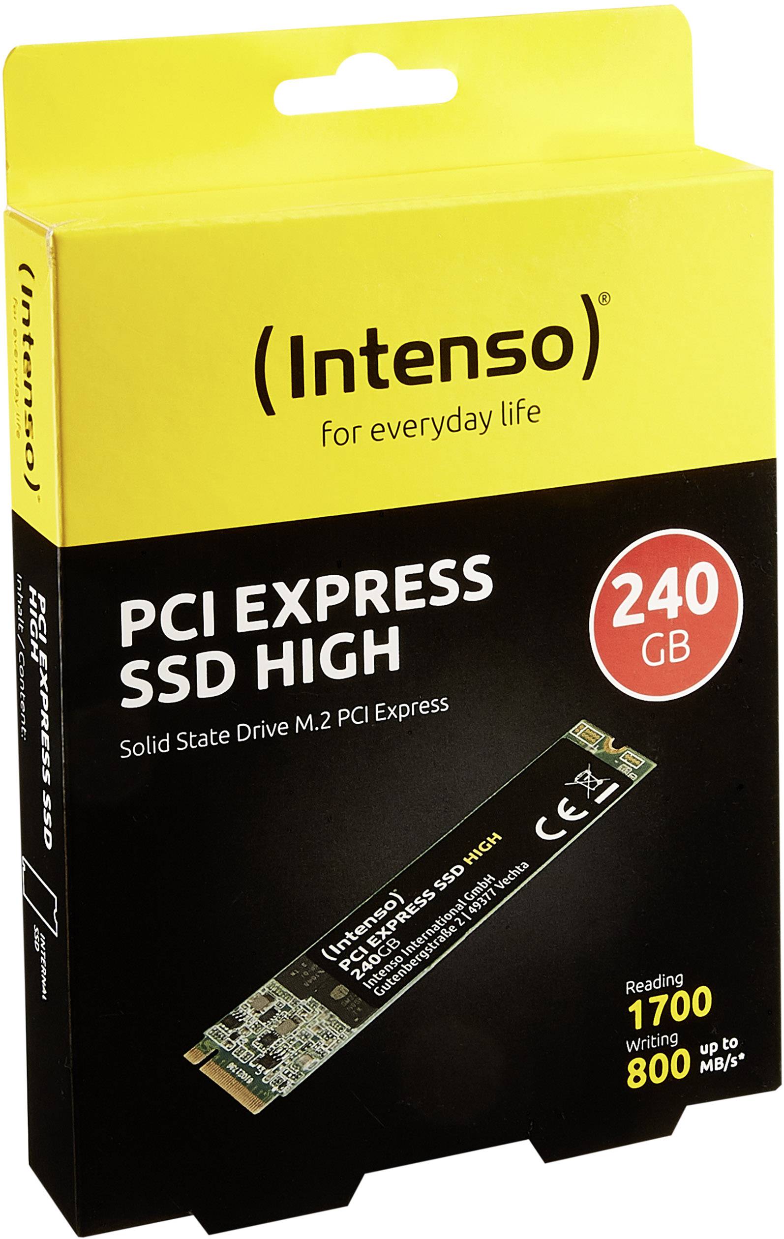 Intenso 3834440 Interne M.2 PCIe NVMe SSD 2280 240GB High Performance Retail M.2 NVMe PCIe 3.0 x4