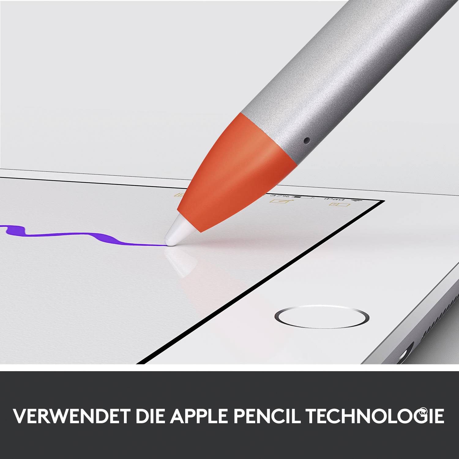 Logitech Crayon Touchpen wiederaufladbar, austauschbare Kohlefaserspitze, mit präziser Schreibspitze, Bluetooth, Palm-Blocking-Technologie Orange,