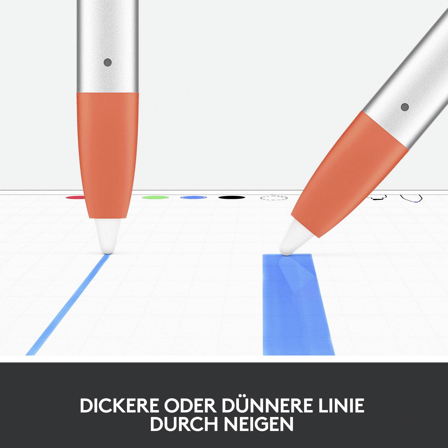 Logitech Crayon Touchpen wiederaufladbar, austauschbare Kohlefaserspitze, mit präziser Schreibspitze, Bluetooth