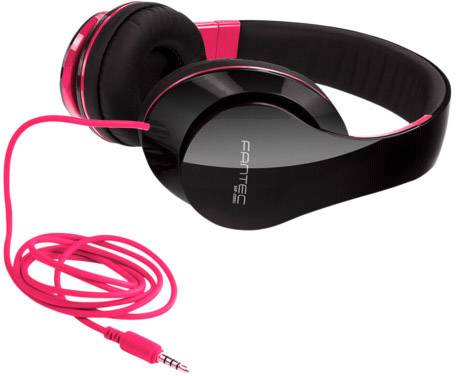 Fantec SHP-250AJ Over Ear Kopfhörer kabelgebunden Schwarz, Pink