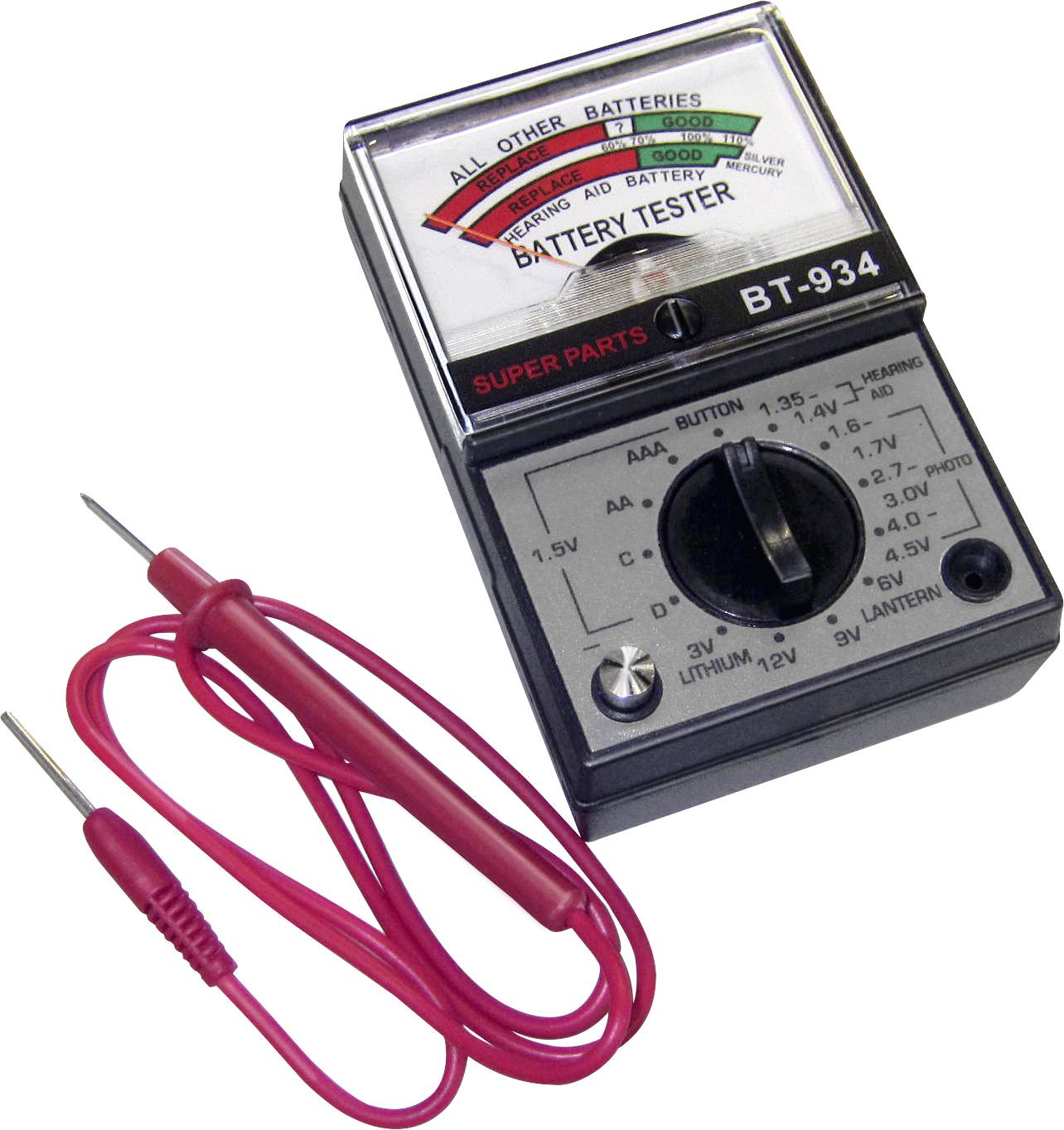 Becocell Batterietester Superpart BT-934 Messbereich (Batterietester) 1,2 V, 1,5 V, 3 V, 3,6 V, 3,7 V, 6 V, 9 V, 12 V Akku, Batterie 209471