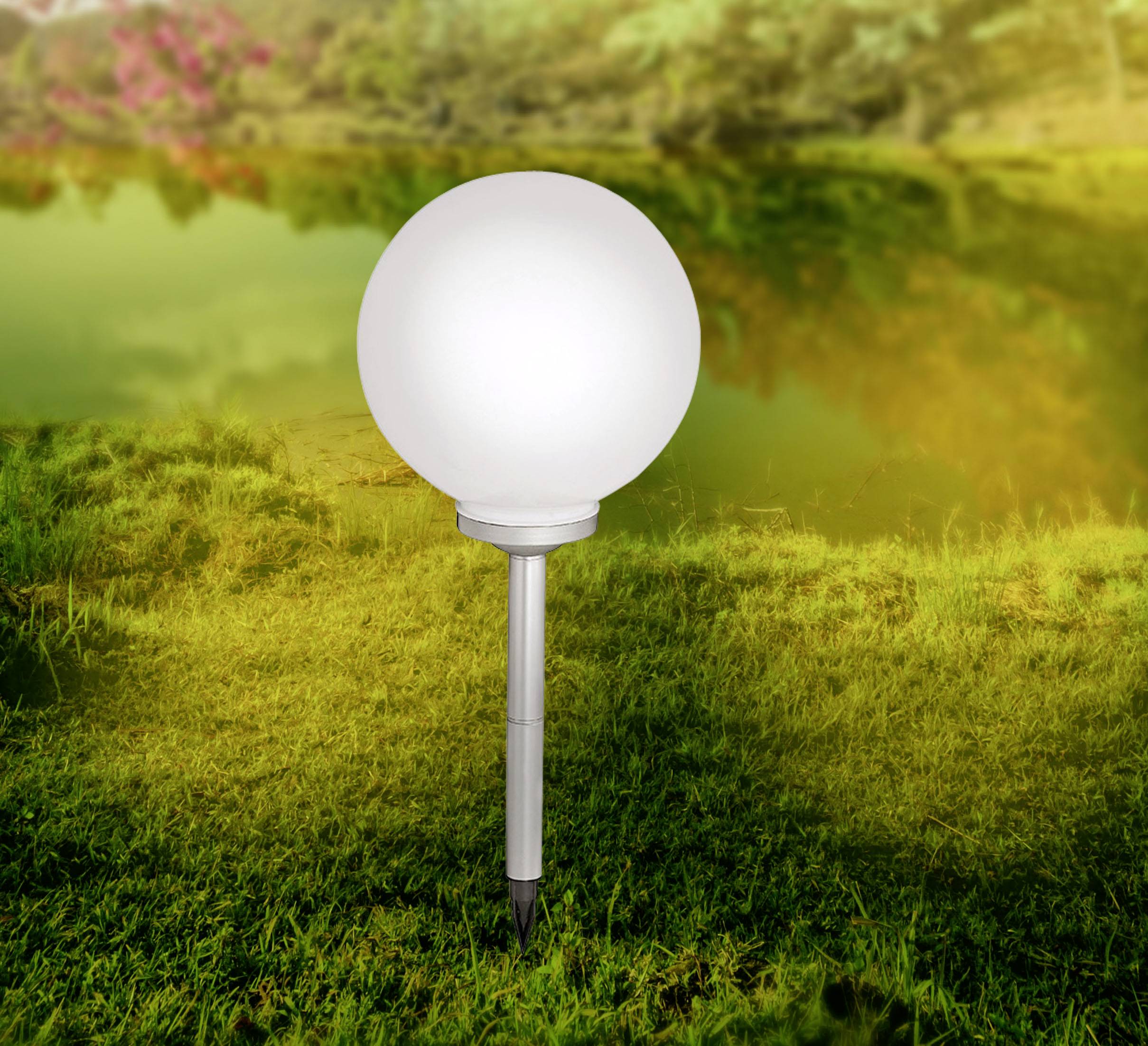 LeuchtenDirekt Solar-Gartenleuchte Fadia 19213-16 Kugel LED 0.24W Tageslichtweiß Weiß