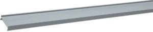 Ein graues Metallprofil mit schmalen Kanten, möglicherweise für Bau- oder Montagezwecke verwendet.