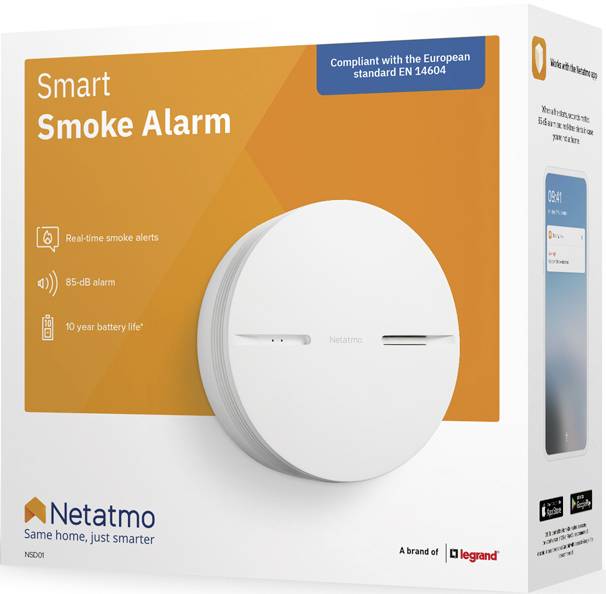 Netatmo Funk-Rauchwarnmelder inkl. 10 Jahres-Batterie batteriebetrieben (Ø x T) 115 mm x 44 mm