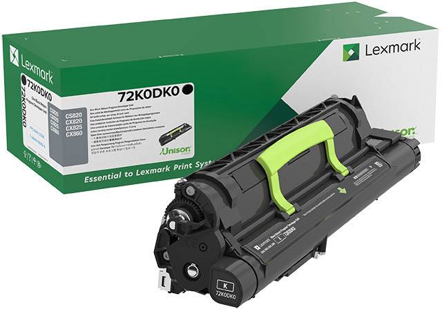 Ein Lexmark 72K0DK0 Toner-Kit neben seiner Verpackung, geeignet für bestimmte Druckermodelle.