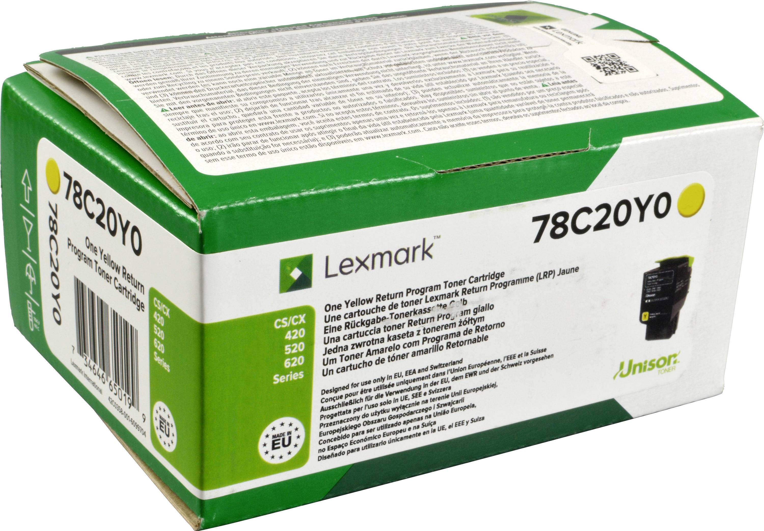 Lexmark Rückgabe Tonerkassette CS421 CS521 CS622 CX421 CX522 CX622 CX625 Original Gelb 1400 Seiten 78C20Y0