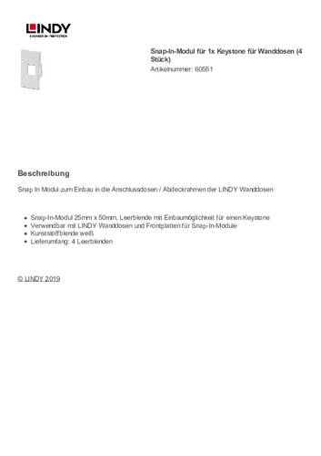 Lindy 4 Einsatzblenden Fuer 1 Keystone