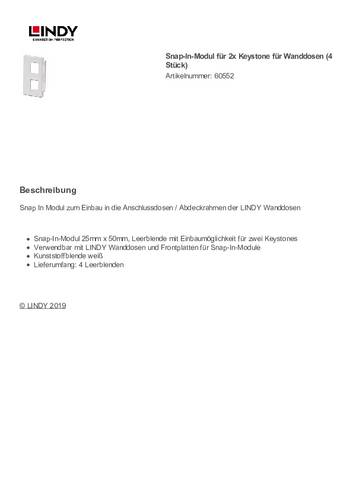 Lindy 4 Einsatzblenden Fuer 2 Keystone