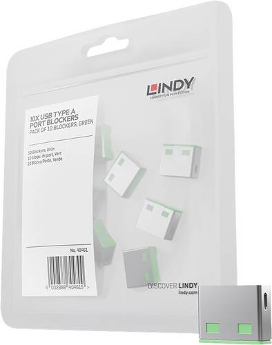 LINDY USB-A Port Schloss USB-Lock 10er Set Grün ohne Schlüssel 40461