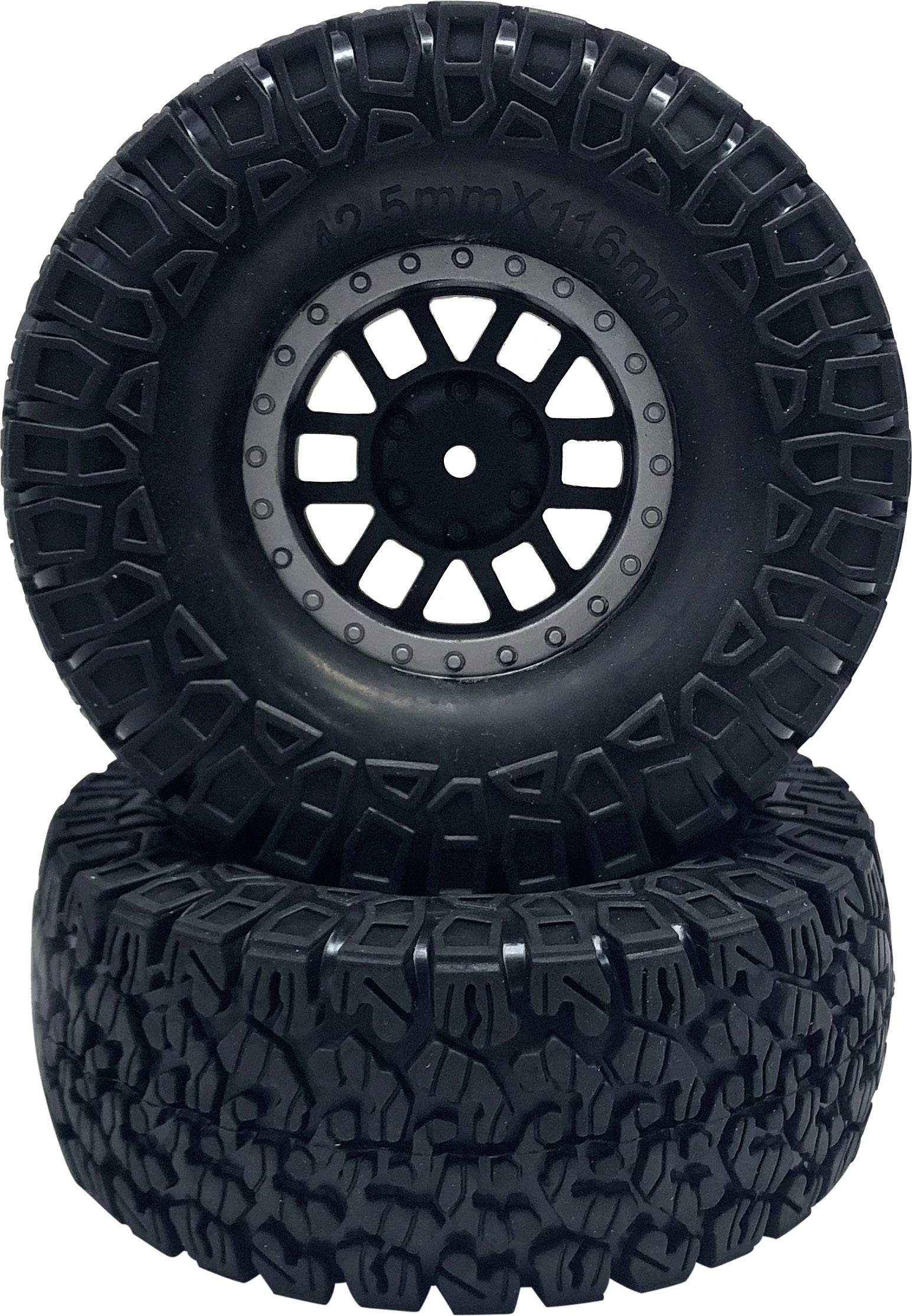 Reely 1:10 Crawler Kompletträder offroad 6-Doppelspeichen Dunkelgrau 2 St.