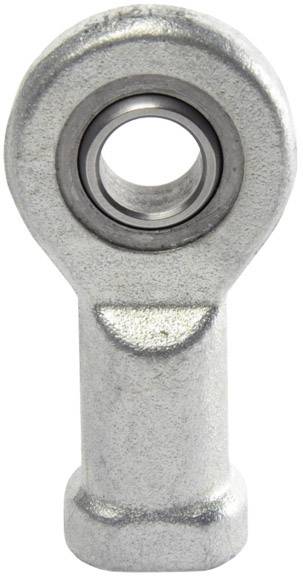 Metallisches Kugelgelenklager mit zylindrischem Körper und kreisförmiger Öffnung in der Mitte, dient zur Befestigung.