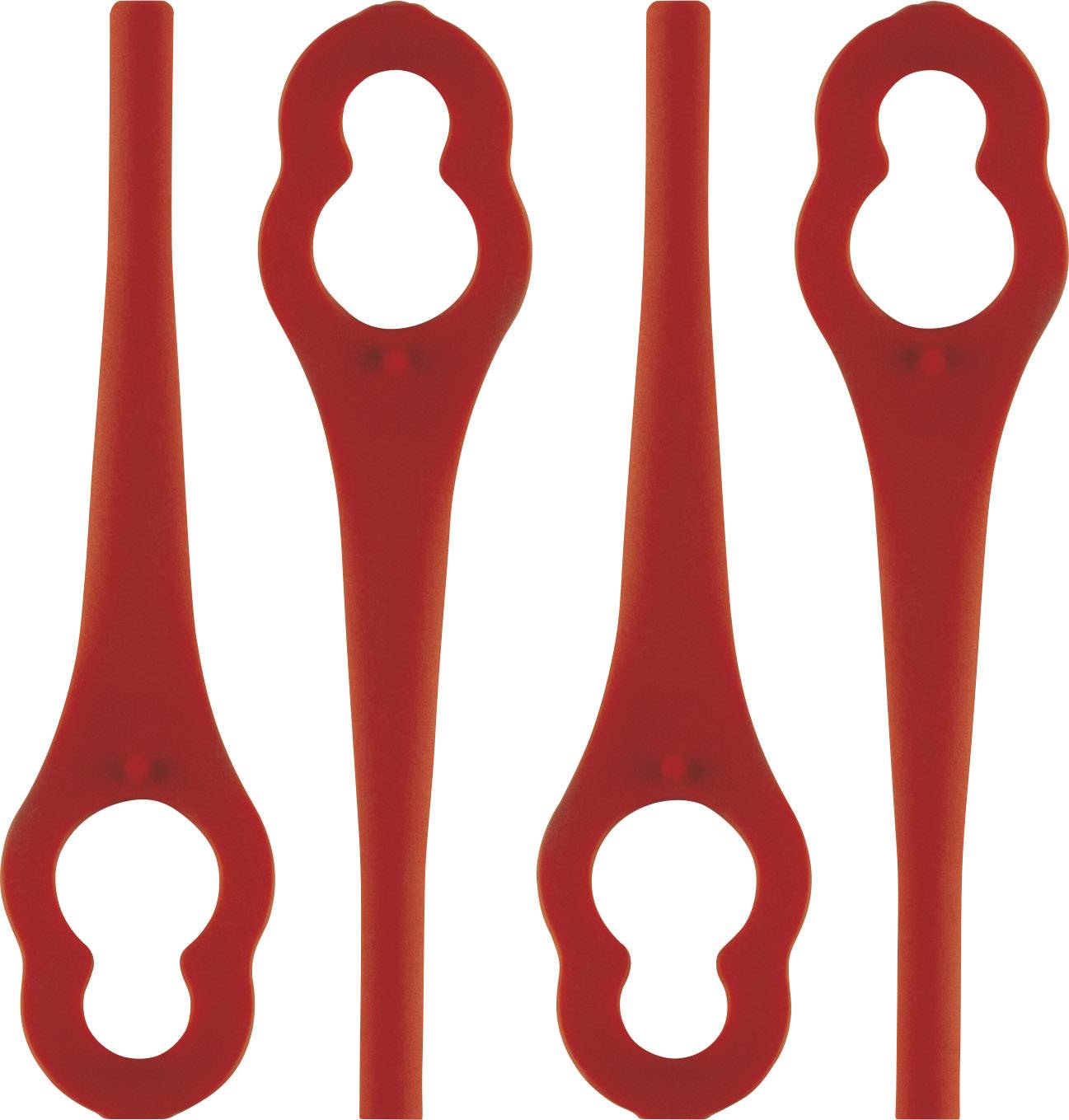 Vier rote Silikon-Kabelbinder mit schlaufenförmigem Design, nebeneinander angeordnet. Ideal zum Bündeln und Organisieren von Kabeln.